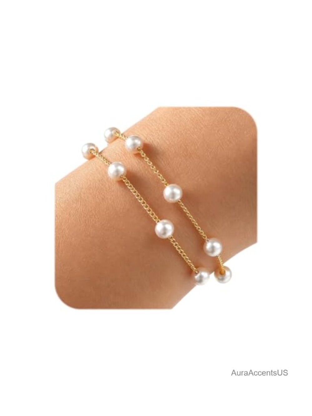 Gold Plated Flower Pearl Bracelet Dainty Charm with Lobster Claw Clasp